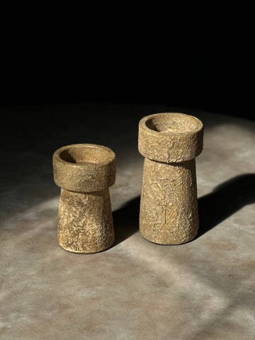 Sand Rustic Candle Holders (Set of 2) - Bellari Home