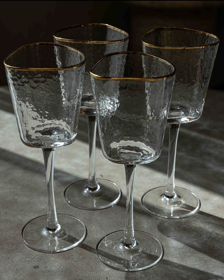 Roma Hammered Wine Glasses (Set of 4) - Bellari Home