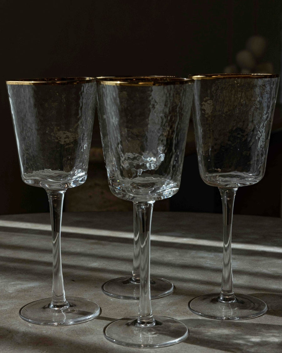 Set of 4 Vintage Etched Wine Glasses